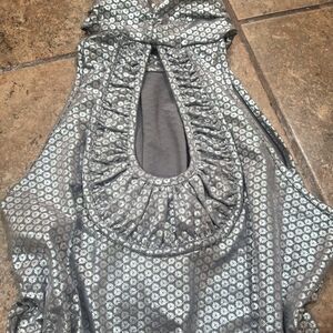 Chic Silver Halter Top with Cutout